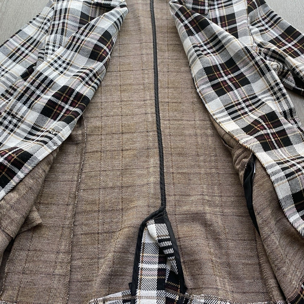 Altar'd State Double Breasted Blazer Brown Plaid Jacket Preppy Coquette Size Med - Picture 5 of 9